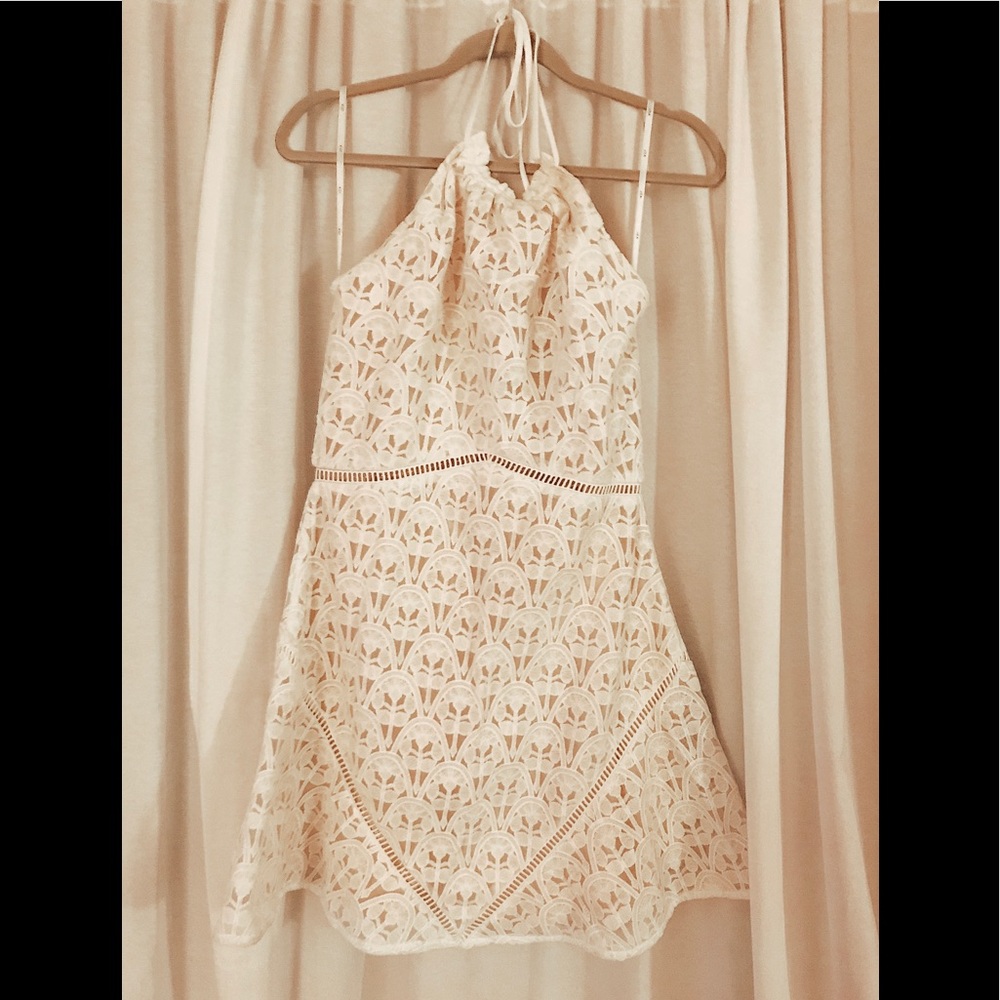 LuLu’s JOA ivory lace halter dress